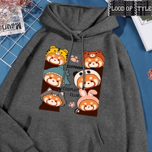 Hip Hop Harajuku Vintage Tarzı  Redpanda Cosplay kulübü Gri