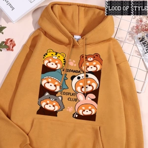 Hip Hop Harajuku Vintage Tarzı  Redpanda Cosplay kulübü Gri