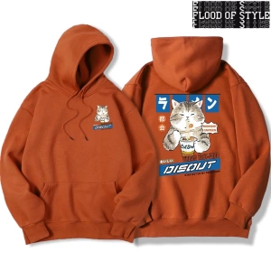 Hip Hop Harajuku Vintage Tarzı  Şehriye ve suşi kedi  Gri