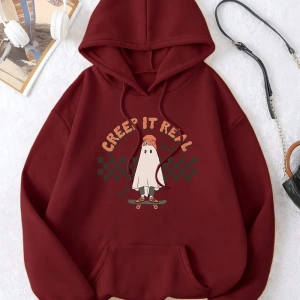Hip Hop Harajuku Vintage Tarzı  Sürünme gerçek kaykay Hoody  Gri