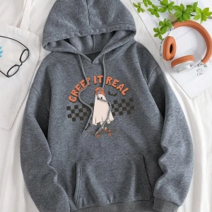 Hip Hop Harajuku Vintage Tarzı  Sürünme gerçek kaykay Hoody  Gri