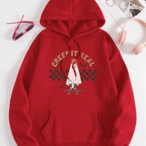 Hip Hop Harajuku Vintage Tarzı  Sürünme gerçek kaykay Hoody  Gri