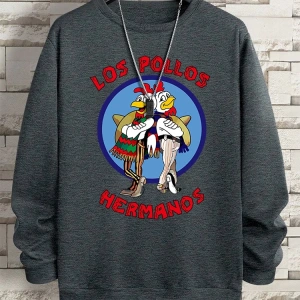 Hip Hop Harajuku Vintage Tarzı  Tavuk Kardeş Komik  Gri