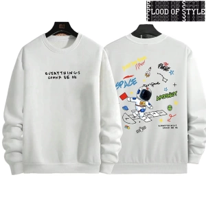 Hip Hop Harajuku Vintage Tarzı  Uzay astronot mutlu oyun baskı  Beyaz