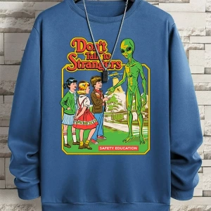 Hip Hop Harajuku Vintage Tarzı  Yabancılarla konuşma komik Gri