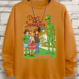 Hip Hop Harajuku Vintage Tarzı  Yabancılarla konuşma komik Gri