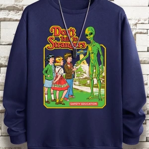 Hip Hop Harajuku Vintage Tarzı  Yabancılarla konuşma komik Gri