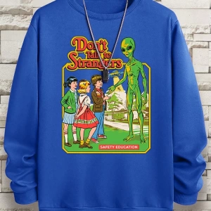 Hip Hop Harajuku Vintage Tarzı  Yabancılarla konuşma komik Gri
