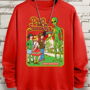 Hip Hop Harajuku Vintage Tarzı  Yabancılarla konuşma komik Gri