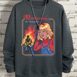 Hip Hop Harajuku Vintage Tarzı  Yeni başlayanlar için Pyrokinesis  Gri
