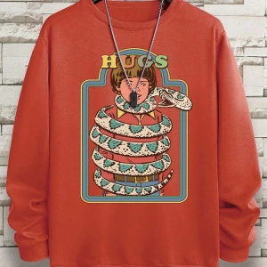 Hip Hop Harajuku Vintage Tarzı  Yılanlar samimi kucaklama  Gri