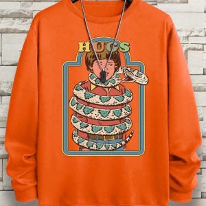 Hip Hop Harajuku Vintage Tarzı  Yılanlar samimi kucaklama  Gri