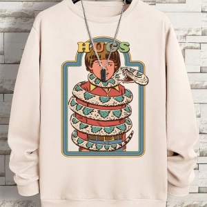 Hip Hop Harajuku Vintage Tarzı  Yılanlar samimi kucaklama  Gri
