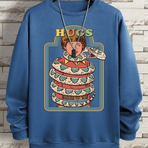 Hip Hop Harajuku Vintage Tarzı  Yılanlar samimi kucaklama  Gri