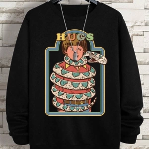 Hip Hop Harajuku Vintage Tarzı  Yılanlar samimi kucaklama  Gri