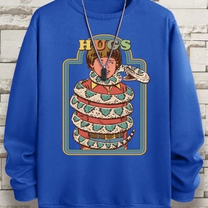 Hip Hop Harajuku Vintage Tarzı  Yılanlar samimi kucaklama  Gri
