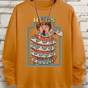 Hip Hop Harajuku Vintage Tarzı  Yılanlar samimi kucaklama  Gri