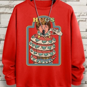 Hip Hop Harajuku Vintage Tarzı  Yılanlar samimi kucaklama  Gri