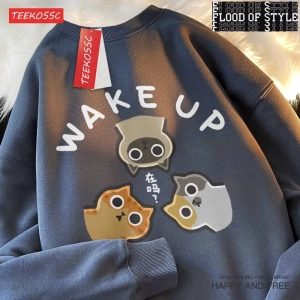 Hip Hop Harajuku Vintage Tarzı  Yorgun bir kedi kanepe  Bej