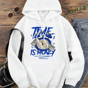 Hip Hop Harajuku Vintage Tarzı  Zaman para baskı Hoodies  Gri