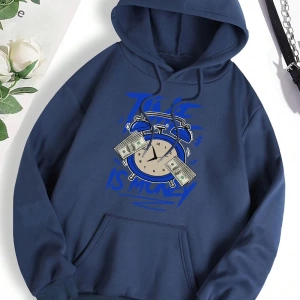 Hip Hop Harajuku Vintage Tarzı  Zaman para baskı Hoodies  Gri