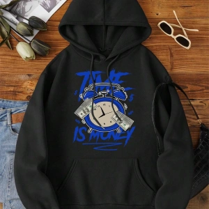 Hip Hop Harajuku Vintage Tarzı  Zaman para baskı Hoodies  Gri