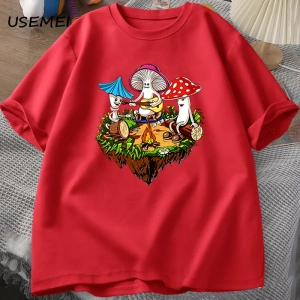 Hippi Sihirli Mantar Tshirt Komik Grafik T Shirt Streetweed 90s erkek T-shirt Adam Hippi Pamu 2954