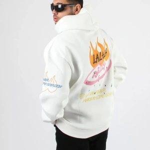 Holy Powers Beyaz Oversize Unisex Kapüşonlu