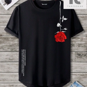 Homme Erkek Çiçek & Slogan Grafikli Tişört