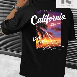 Homme Erkek Mektup ve Palmiye Ağacı Baskılı Tişört