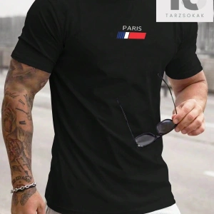 Homme Erkek Slim Fit Yuvarlak Yaka Kısa Kollu Yazı Baskılı Tişört