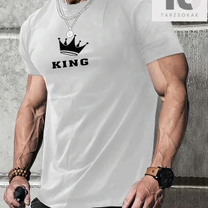 Homme Erkek Taç ve Harf Grafikli Tişört