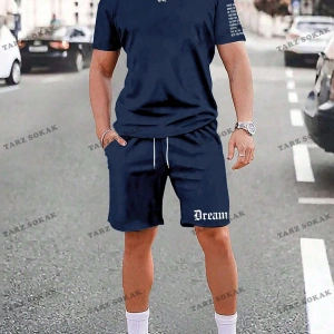 Homme Erkek Yazılı Baskılı T-Shirt Ve Şort Takım