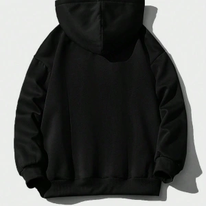 Honeyspot Letter Graphic Drop Shoulder Oversized Drawstring Hoodie Siyah