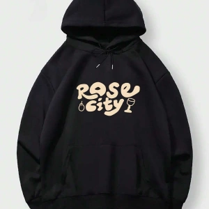 Honeyspot Letter Graphic Drop Shoulder Oversized Drawstring Hoodie Siyah