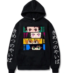 Hoodies Kamado Nezuko Kimetsu Yaiba Kapşonlu Mod749 14796 Siyah