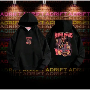 Horrormovies Tasarım Baskılı Kapüşonlu Sweatshirt Hoodie Siyah