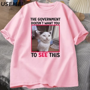 Hükümet İstemiyor Komik Kedi Meme T-shirt Erkekler Rahat Kısa Kollu Aptal Aptal T Shirt erkek 3073