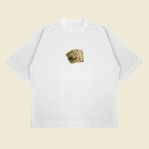 Hundreddollars Baskılı Oversize Unisex Pamuklu Nefes Alan Kalın Kumaşlı