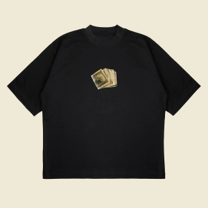 Hundreddollars Baskılı Oversize Unisex Pamuklu Nefes Alan Kalın Kumaşlı