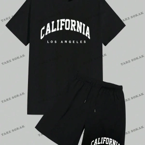 Hypemode Beyaz Örme Erkek Yazılı Baskılı Kısa Kollu Tişört Ve Şort Takım