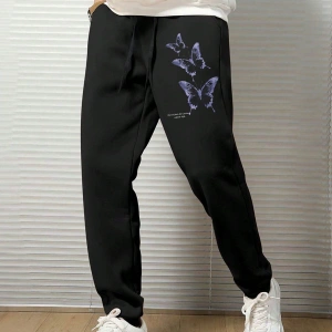 Hypemode Butterfly & Slogan Graphic Drawstring Waist Eşofman Altı