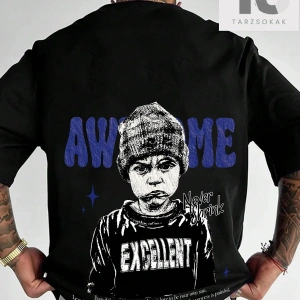 Hypemode Düşük Omuzlu Siyah Triko Yuvarlak Yaka Oversize Erkek Tişört