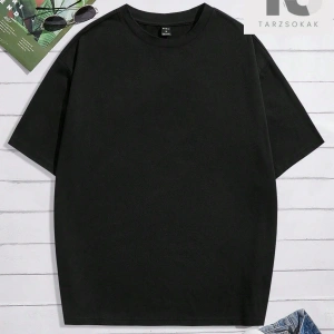 Hypemode Düşük Omuzlu Siyah Triko Yuvarlak Yaka Oversize Erkek Tişört