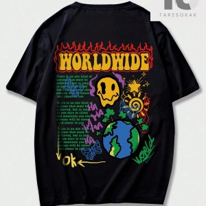 Hypemode Erkek Casual Kalp Baskılı Tişört