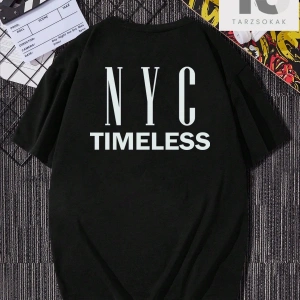 Hypemode Erkek Siyah Örme Düşük Omuz Yuvarlak Yaka Tişört