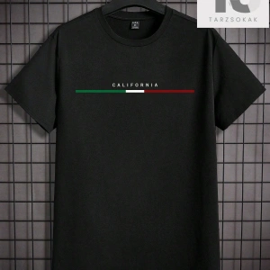 Hypemode Erkek Siyah Örme Yuvarlak Yaka Kısa Kollu Yazılı Tişört