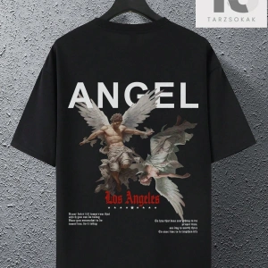 Hypemode Erkek Soyut Figür ve Harf Baskı Kısa Kollu Yuvarlak Yaka Tişört