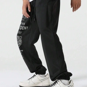 Hypemode Letter Tiger & Floral Graphic Drawstring Waist Eşofman Altı