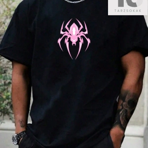 Hypemode Örümcek Desenli Yuvarlak Yaka Kısa Kollu Erkek Tişört